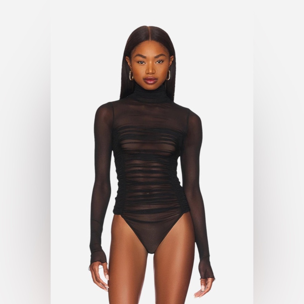 Free People Black Sheer Lace Bodysuit